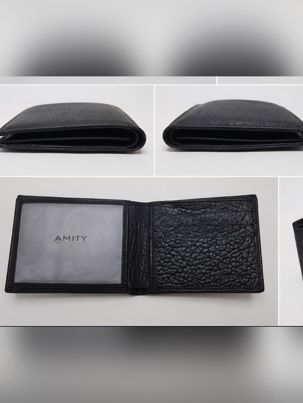 Ami Black Textured Leather Bifold Card & Key Holder